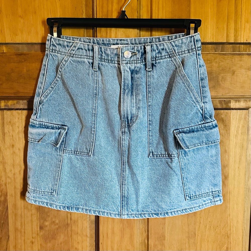 PacSun Light Blue Denim 90s Y2K Cargo Mini Skirt 100%cotton size 27 - Picture 1 of 7